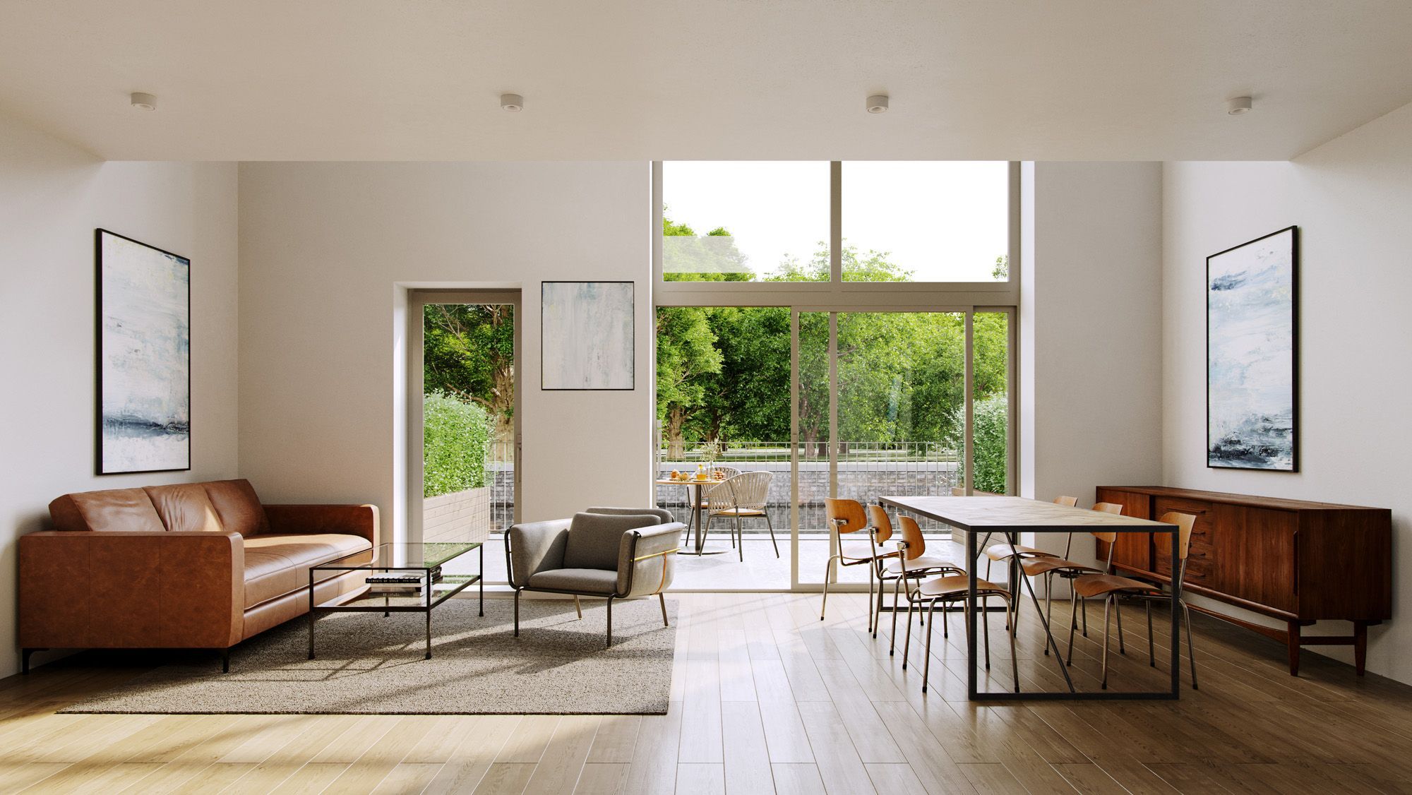 maisons neuves à vendre à Liège, vue intérieure et terrasse