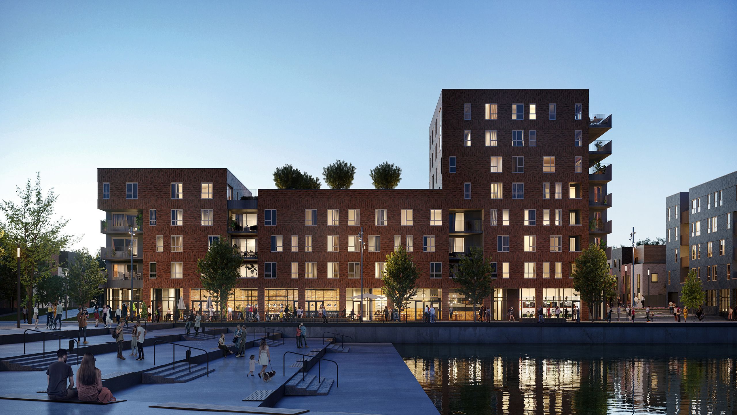 Maison basse énergie à vendre, vue extérieure écoquartier, porte de plaisance