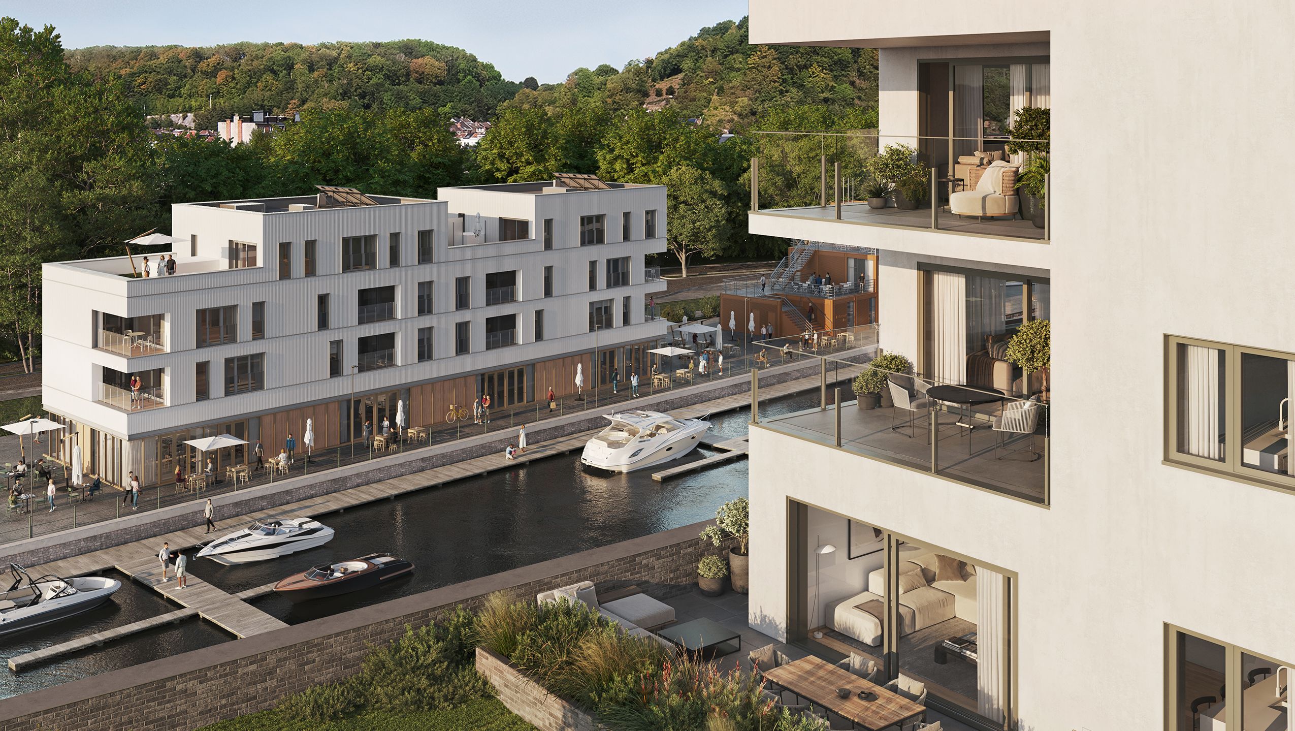 Port de plaisance vu depuis penthouse à liège